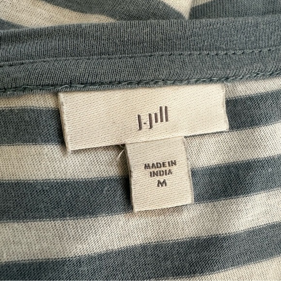 J. Jill Cotton Striped Cropped 3/4 Sleeve Crewneck T-Shirt Jersey, M - Picture 5 of 5